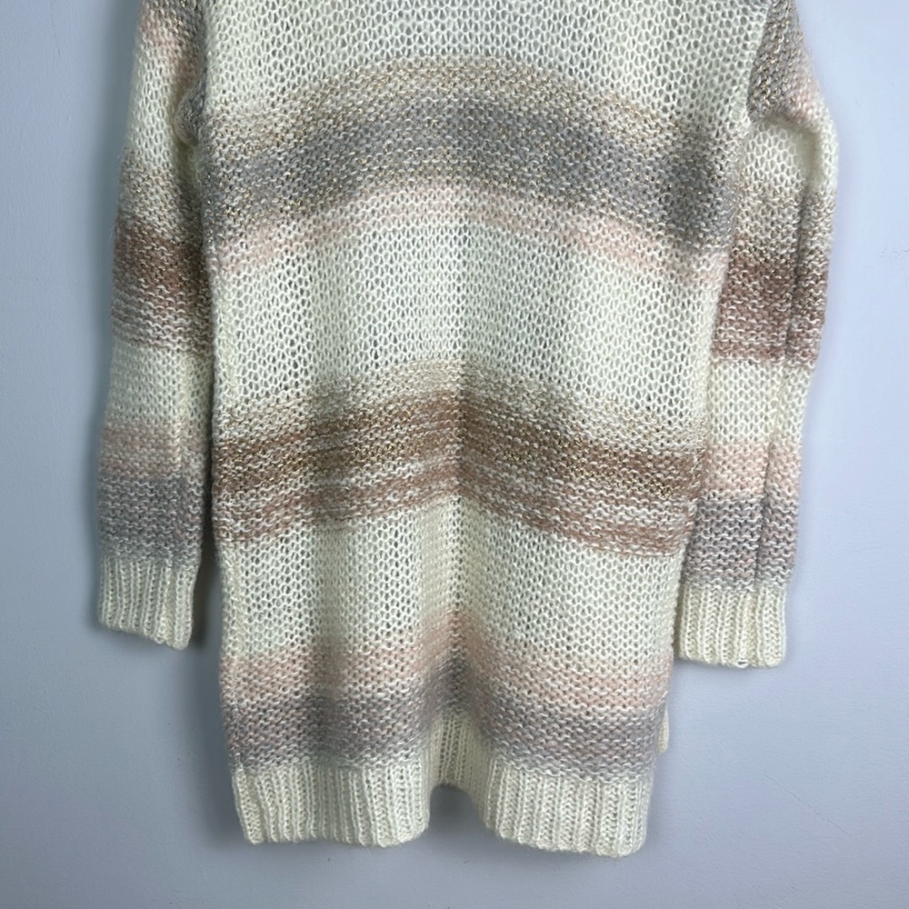 Anthropologie Numph Loraina Metallic Striped Cardigan Long Sweater SM Wool Blend - Picture 14 of 16